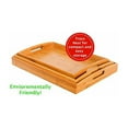 thumbnail image 3 of Breakfast Bed Tray, Rounded Bamboo Nesting Tray with Cut Out Handles for Living Room, Home, Kitchen, Dining, Camping, Picnic, Restaurant, Hotel, 3 Pcs, 3 of 5
