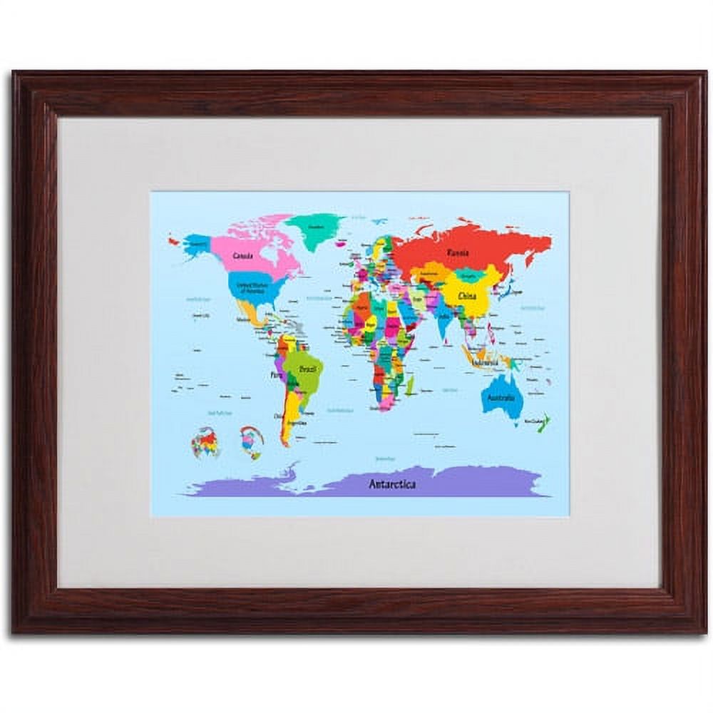 Trademark Fine Art "Childrens World Map" Matted Framed Art by Michael Tompsett