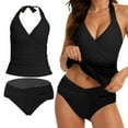 thumbnail image 4 of COMVALUE Tankini Swimsuits for Women Tummy Control Bathing Suits Two Piece Tankini Tops with Bikini Bottoms Twist Swimwear (Black, XXL), 4 of 5