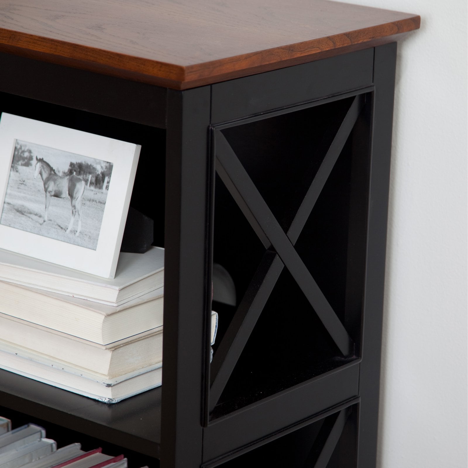 Belham Living Hampton Tv Stand Bookcase Black Oak