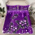 thumbnail image 2 of Manfei Dreamy Purple Butterfly Twin Sheet Sets,Bling Print Twin Fitted Sheet,Fashion Diamond Flat Sheet For Girls,Super Cozy Room Decor,3pcs, 2 of 7