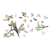 Wall Stickers - Home Wall Stickers - Wall Decals Peel and Stick Birds Vinyl Wall Stickers Butterfly Flowers Colorful Wall Stickers Garden Living Room Bedroom Wall Decorations - 1X Wall Decal