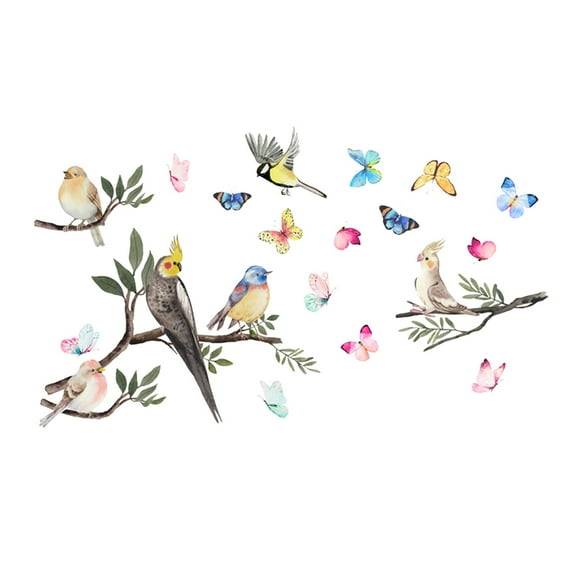 Wall Stickers - Home Wall Stickers - Wall Decals Peel and Stick Birds Vinyl Wall Stickers Butterfly Flowers Colorful Wall Stickers Garden Living Room Bedroom Wall Decorations - 1X Wall Decal