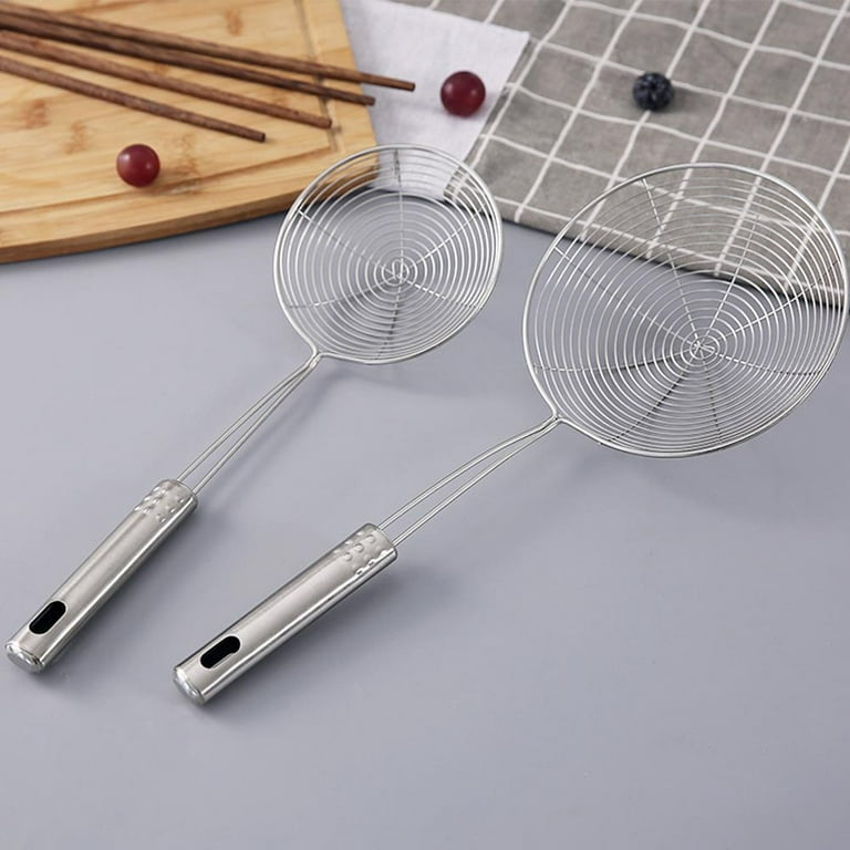 openuye 3pcs spider strainer skimmer spoon set, stainless steel mesh  strainer kitchen skimmer ladle, wire pasta