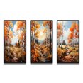 thumbnail image 2 of Designart "Birch Woods Autumn VII" Floral Framed Wall Art Set Of 3 - Brown Tree Birch Frame Canvas Set For Living Room Decor, 2 of 6