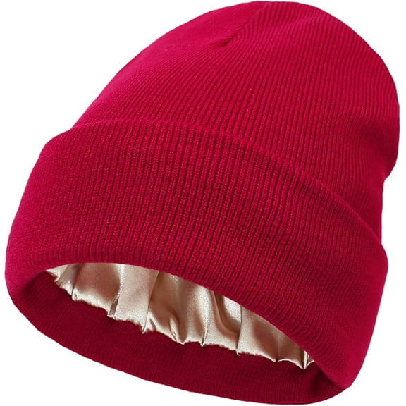YooGuoGuo Womens Knit Beanie Hat Satin Lined Winter Hats for Women Men Soft Warm Slouchy Cuffed Beanie Hat Skull Cap