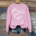 thumbnail image 2 of ibuvkizy Womens Sweatshirts Valentines Day Love Heart Round Neck Printed Sweatshirts Long Sleeved Pullover Top Sweatshirt Pink,S, 2 of 4