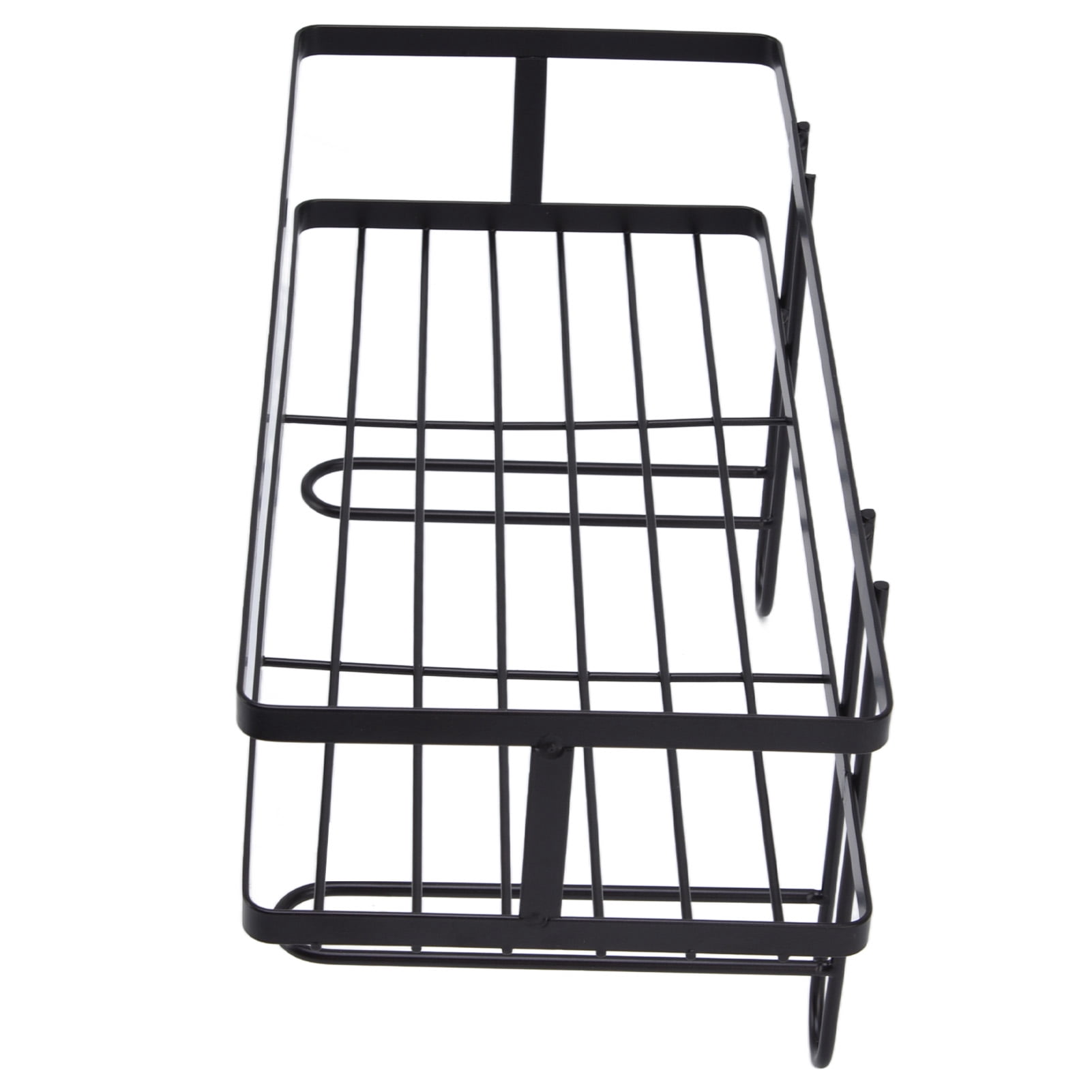 Riousery Bathroom Over The Toilet Storage Shelf Organizer, Space Saver Punch Free Iron Rack with Hooks, Black (13.4 inches / 34 cm)