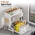 thumbnail image 3 of Spice Rack 2 Tier Metal Standing Kitchen Seasoning Storage Shelf with Hanging Basket Pull Out Countertop Organizer for Counter, Cabinet, Pantry, Bathroom, Bedroom (White), 3 of 15