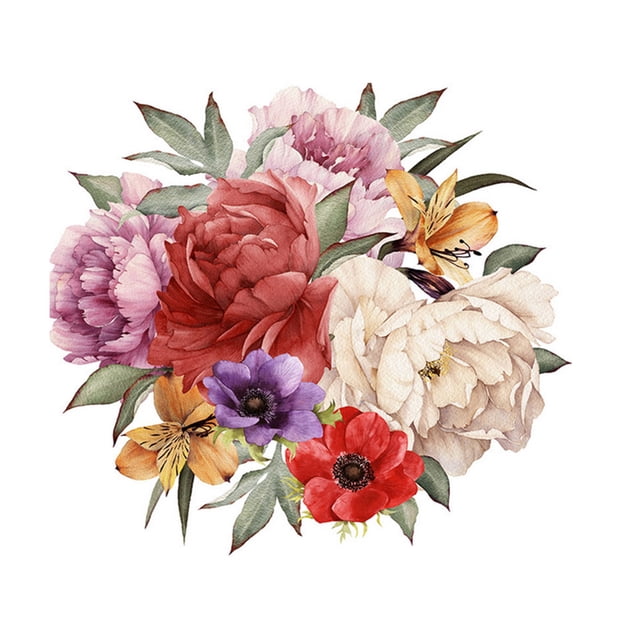Wosthever Pegatinas de pared de flores de colores, papel tapiz de PVC extraíble, calcomanías autoadhesivas, póster, pegatina DIY, decoración Decoración del hogar