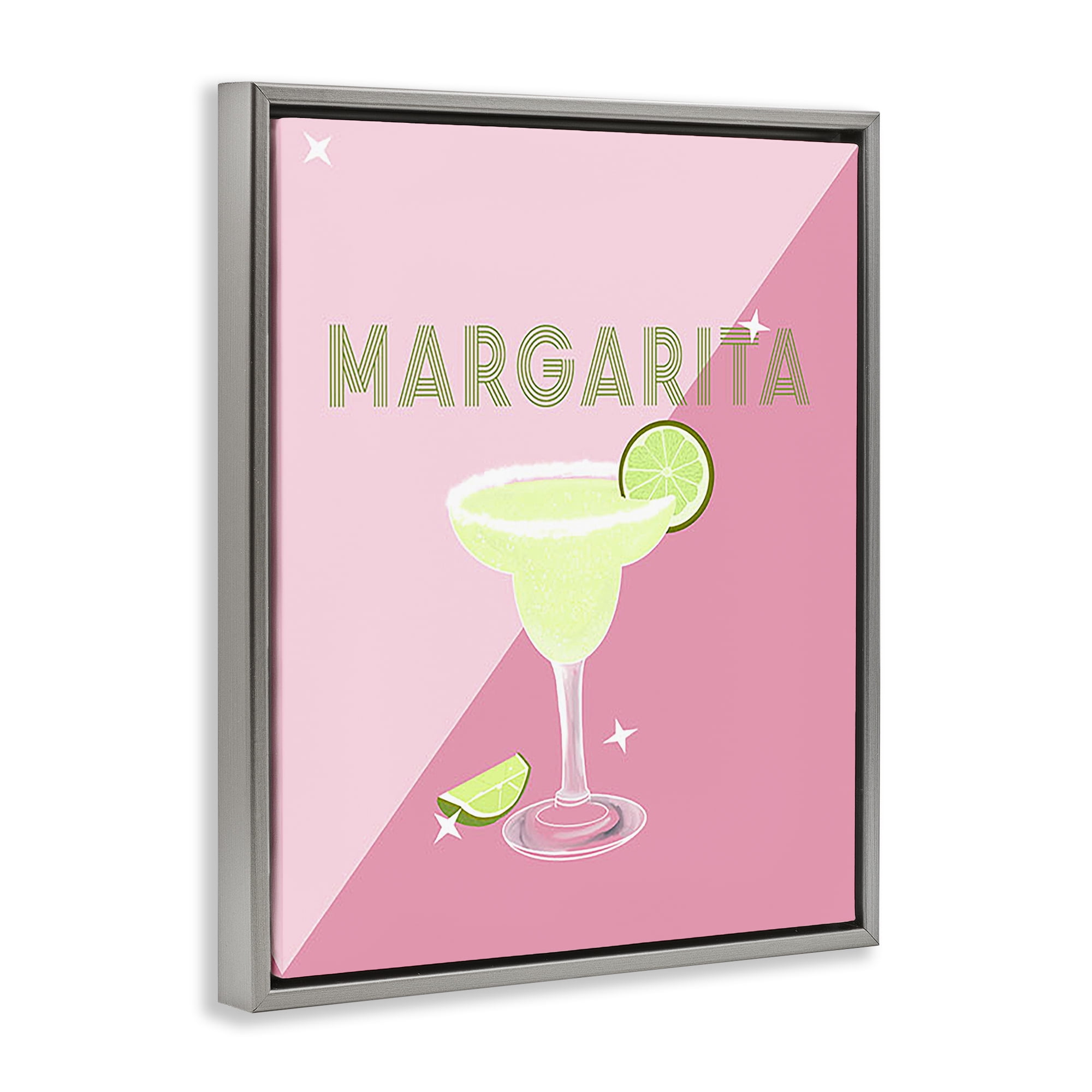 Stupell Industries Modern Margarita on Pink Food & Beverage Painting Gray Floater Framed Canvas Art Print Wall Art, 17 x 21