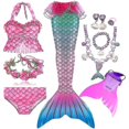 thumbnail image 4 of Chico nadable cola de sirena para nadar niñas disfraces de Halloween ropa traje de baño de sirena puede agregar aleta Monofin, 4 of 5