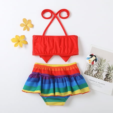 

Gubotare Leopard Swimwear Bikini Two Toddler Swim Baby Watermelon Swimsuit Girls Pieces Girls Swimwear Girls 14 16 Swim Suits Red 4-5 Years