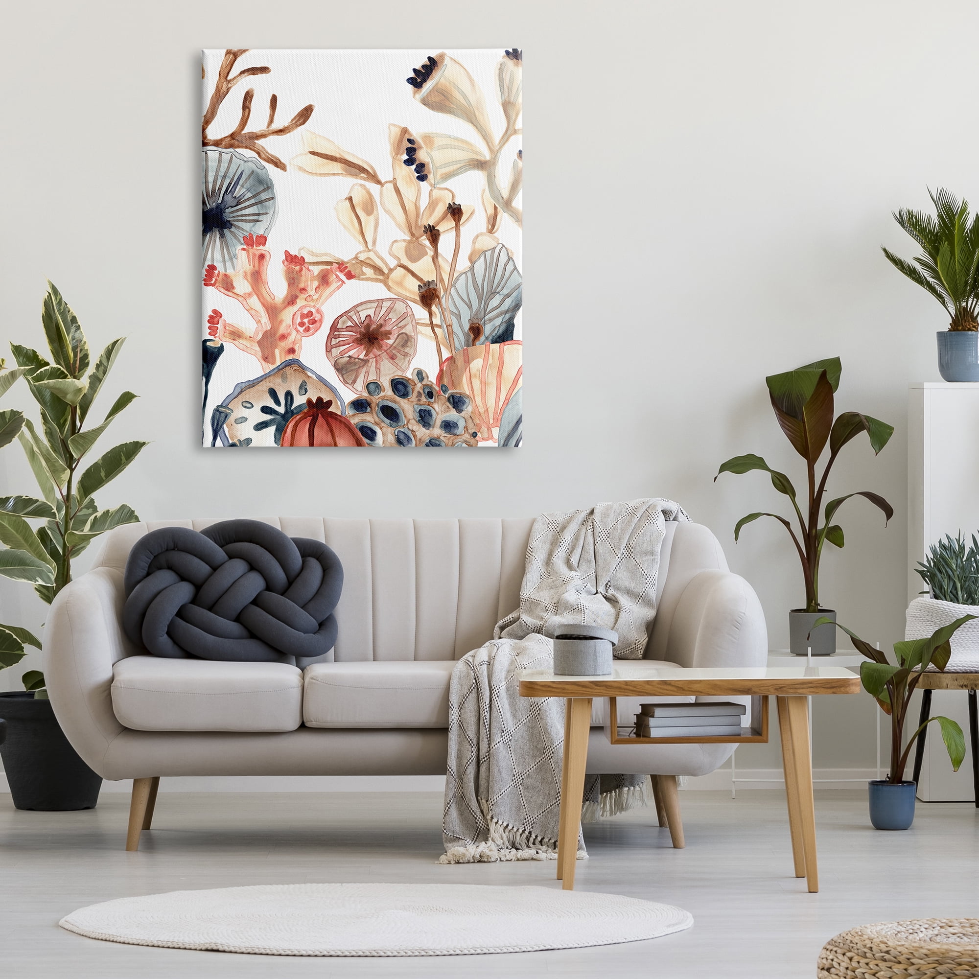 Stupell Industries Ocean Floor Aquatic Life Sand Dollars Kelp Coral Nature Painting Gallery Wrapped Canvas Print Wall Art, 36 x 48