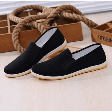 - Men Chinese Hollow Out Slip On Canvas Cloth shoes Working Flat Casual Loafers