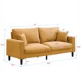 thumbnail image 3 of High Resilience 3-Seater Sofa, Wooden Frame, Orange, 74.8 Inch Length, 92.4 lbs Weight, Corduroy Upholstery, Modern Design for Living Room Bedroom Apartment Office, 3 of 3