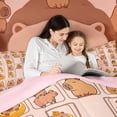 thumbnail image 5 of meiyoeat Cute Capybara 7 Pieces Full Size Bedding Sets,Kawaii Alphabet Print Full Size Bed in a Bag,Pink Reversible, 5 of 7