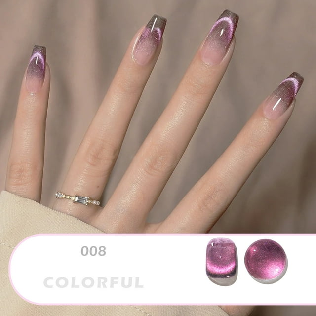 Gel de uñas efecto ojo de gato con aceite y tratamiento de fototerapia para uñas (8 ml)