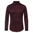 thumbnail image 1 of Camisa de vestir de color burdeos para hombre, manga larga, cuello abotonado, ajuste delgado, camisas de negocios, tamaño mediano Unique Bargains Camisa, 1 of 6