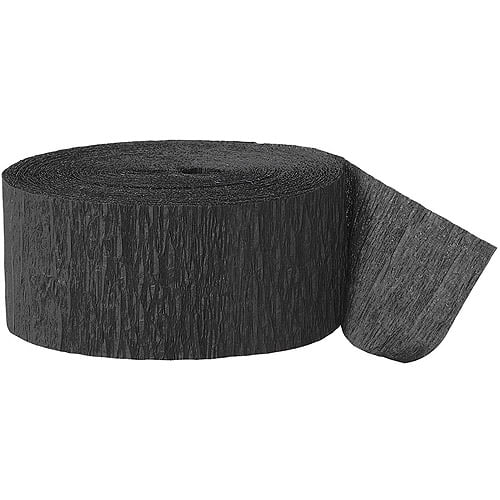 Black Crepe Paper Party Streamers 81 ft x 1.75 in.