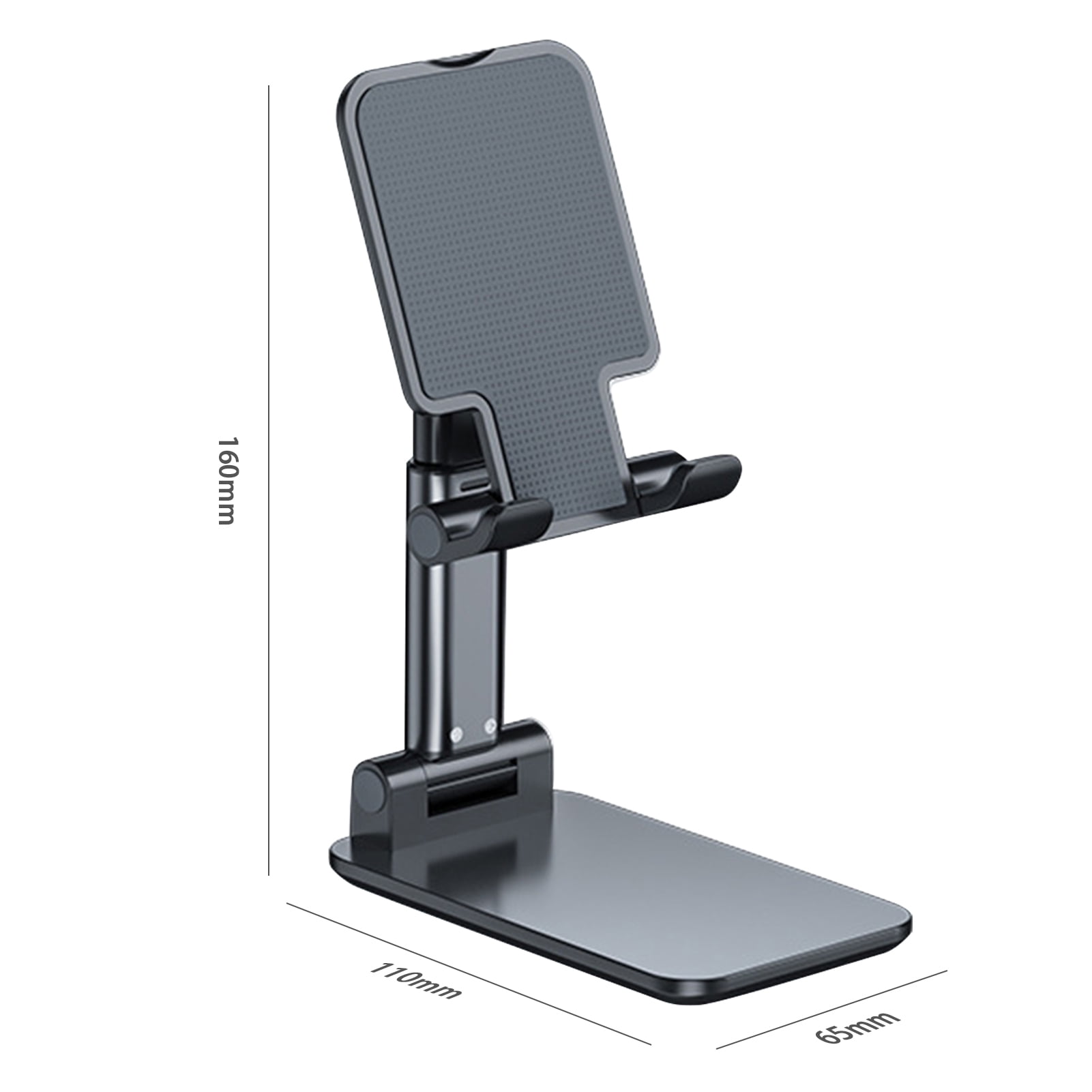 Delaman Phone Stand, Adjustable Portable Cell Phone Holder for Desk Cradle Desktop Stand Compatible with All Mobile Phones,,Switch,,Tablet(Black)