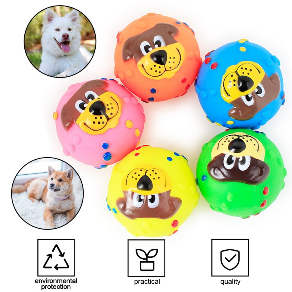 Pet Puppy Dog Squeaky Fetch Ball Toys Bite Resistant Squeeze Chew Toy