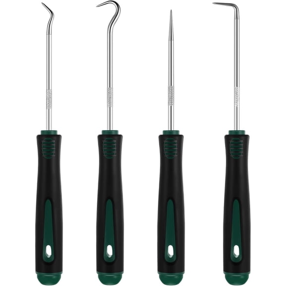 Chasenew 4 Pcs Pick and Hook Set Precision Automotive Mechanic Picks Tools Set for Car Oil Seal Hooks Puller Remover Tools(Dark Green-6.5 Inches)