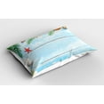 thumbnail image 2 of Ambesonne Tropical Pillow Sham 2 Pack, Fish Seashell Maritime, 36"x20", Pale Blue Green Amber, 2 of 3