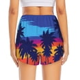 thumbnail image 4 of Uemuo Beach with Palm Trees Pattern Women's Athletic Shorts High Waisted Running Shorts with Liner Pockets Gym Elastic Workout Shorts-Large, 4 of 9