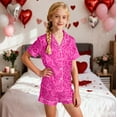 thumbnail image 2 of Girl Pajamas Leopard Print Valentines Pajama Set Short Sleeve Button Down Top and Shorts Two Piece Sleepwear for Kids Hot Pink 2 Years-3 Years, 2 of 4