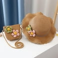 thumbnail image 5 of Girls Straw Hat Purse Bag Set Lace Brim Flowers Pearl Summer Beach Sun Hat Princess Shoulder Crossbody Bag Chin Strap, 5 of 7