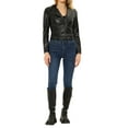 thumbnail image 4 of INSPIRE CHIC Women's Faux Leather Stand Collar Belted Cropped Biker Jacket M Black, 4 of 5