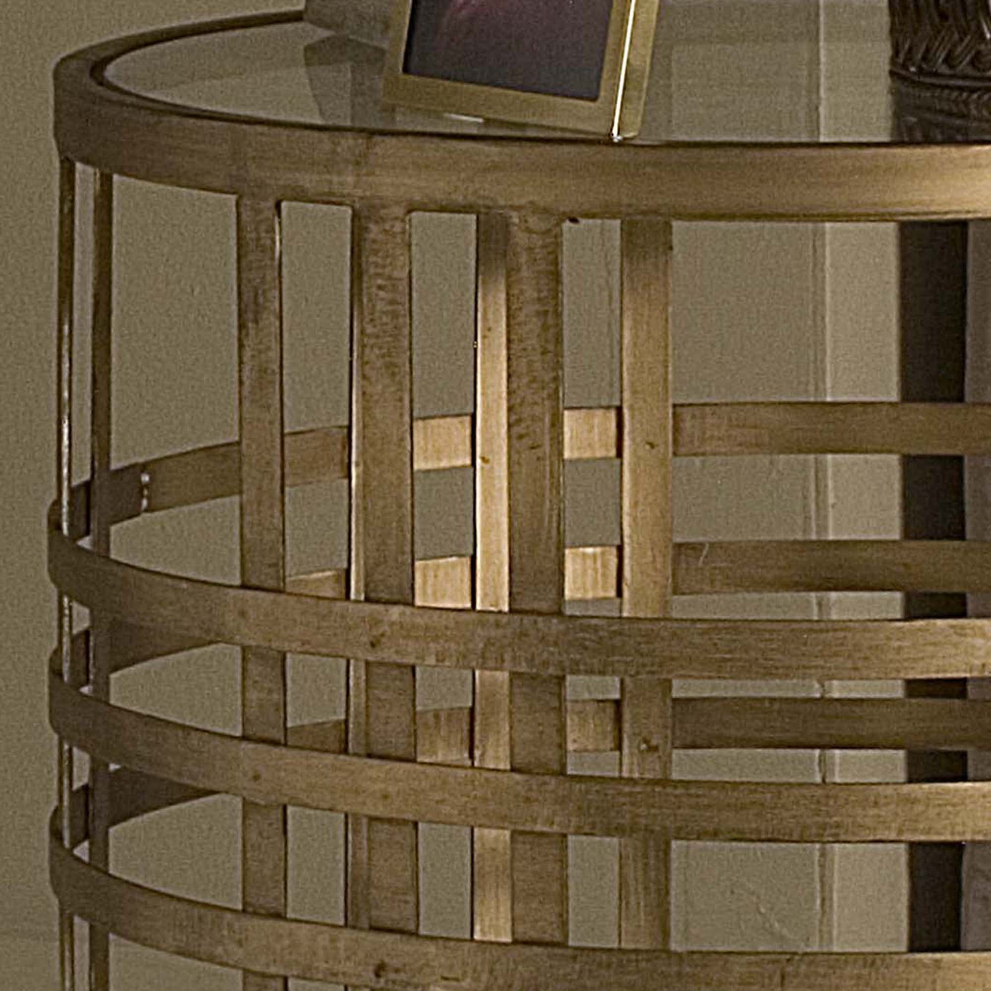 FirsTime & Co. Gold Woven End Table, Modern, Painted, Round, Metal, 16.5 x 16.5 x 22 in