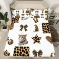 thumbnail image 2 of Manfei Girls Leopard Print Bed Sheets, Bow Knot Star High Heels King Sheets, Wild Cheetah Sheet Set, Ultra Soft Home Decor4 Pieces, 2 of 7