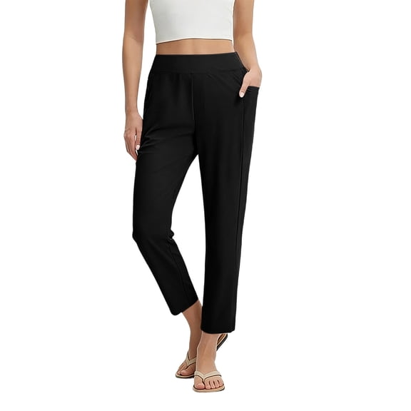 ClodeEU Women's Stretch 7/8 Yoga Pants ,Comfortable Athletic Ankle Length Pants for Work Black,Womens Plus L