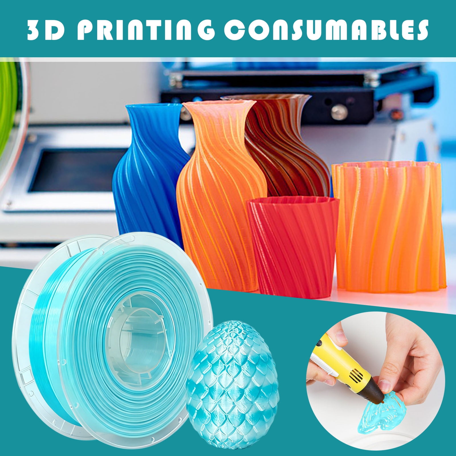 PLA 3D Printer Filament PLA Filament 1.75Mm,Neatly Wound 3D Printing Filament 1.75Mm,Dimensional Accuracy +/- 0.03 Mm, Fit Most Fdm 3D Printers,3D Printer Accessories,3D Printing Accessories