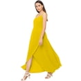 thumbnail image 3 of eloria Women's Georgette Summer Casual Split V Neck Sleevless Long Dress With Tie, Color : Yellow | Size : XL, 3 of 6