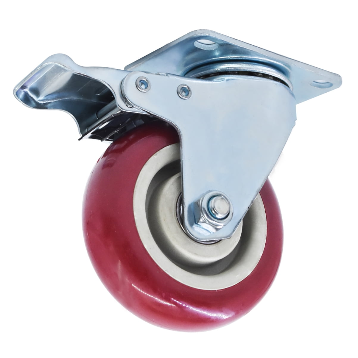 4 Pack Heavy Duty Caster Set 4 inch Wheels All Swivel All Brake Casters Non Skid