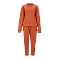 thumbnail image 3 of Track Suits for Women Set Solid Plus Size Crewneck High Low Hem Sweatshirt and Sweatpants Workout 2 Piece Outfits(Orange,M), 3 of 4