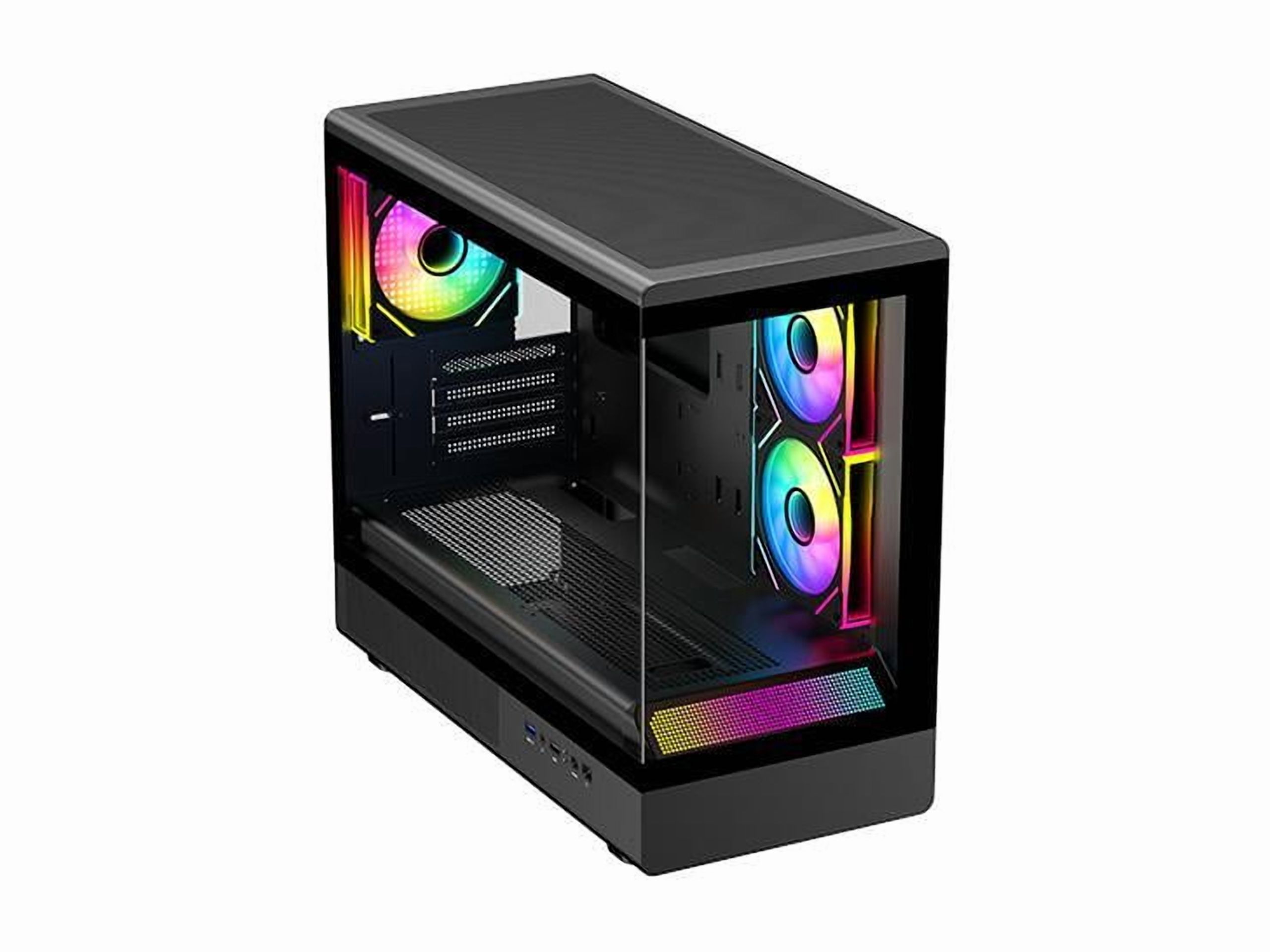 DIYPC ARGB-M1-BK Black USB3.0 Tempered Glass Micro ATX Gaming Computer Case w/ Dual Tempered Glass Panel and 3 x ARGB PWM Fans (Pre-Installed)