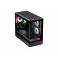 thumbnail image 2 of DIYPC ARGB-M1-BK Black USB3.0 Tempered Glass Micro ATX Gaming Computer Case w/ Dual Tempered Glass Panel and 3 x ARGB PWM Fans (Pre-Installed), 2 of 15