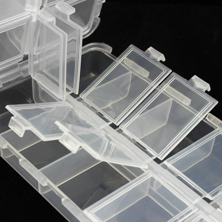Hotwinter Fishing Tackle Boxes, Transparent Fish Tackle Storage with Adjustable Dividers, Plastic Box Organizer Tackle Trays, Size: 16.6*9.7*4.1cm