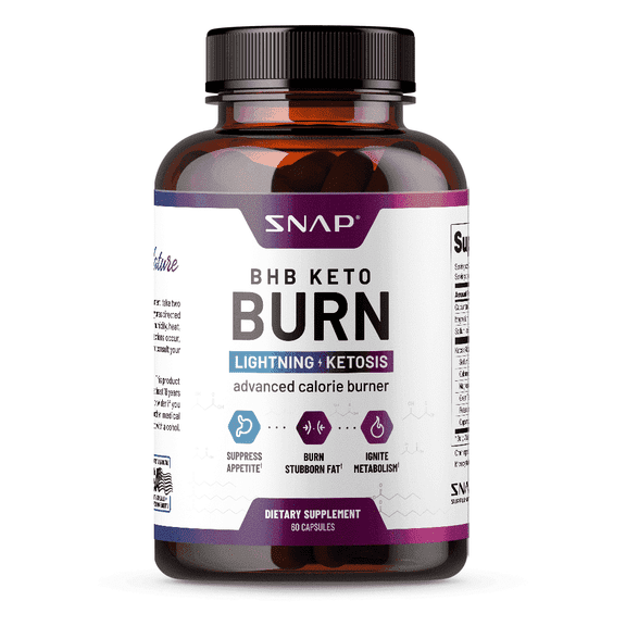 Snap Supplements Keto Burn BHB Support Formula, 60 Capsules, Adult Dietary Supplement, Easy-to-Use Capsule Format, For formula supports keto lifestyle and energy support, Convenient capsule