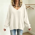 thumbnail image 5 of TGMDaai Plus Size Sweaters for Women V Neck Solid Color Long Sleeve Pullover Fall Winter Warm Top, 5 of 7