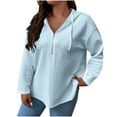 thumbnail image 3 of YOIAVAIOY Womens Lightweight Hoodie Sweatwshirts Half Zip Solid Casual Hooded Sweatshirts Fashion Y2k Hoodies with Pockets Light Blue XXL, 3 of 10