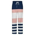 thumbnail image 5 of Pink White Navy Stripes Design Winter Female Pants Flannel High Waist Women Pants Lady Warm Straight Leg Plush Trousers, 5 of 7