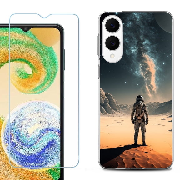 For Samsung Galaxy S25 Edge 5G Protective Shockproof Phone Case with Tempered Glass Screen Protector, by OneToughShield - Astronaut Milkyway