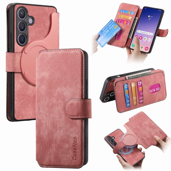 Case for Samsung Galaxy Note 20 Ultra Detachable Magnetic Wallet Phone Case for Men Women, RFID Blocking Material Retro Folio Flip Leather Case with 3 Card Slots for Samsung Note 20 Ultra, Pink