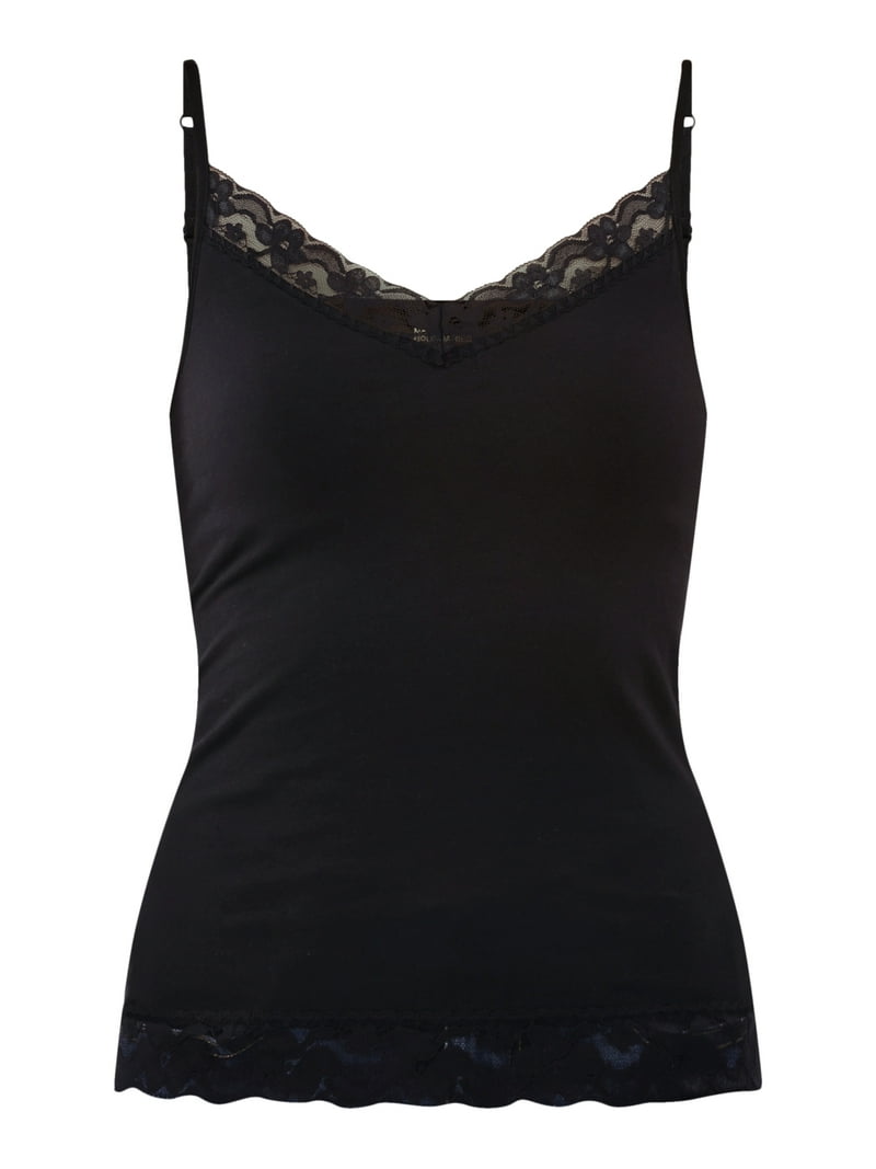 No Boundaries Lace Trim Cami - women's Slim Fit Tank Top - Walmart.com