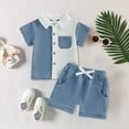 thumbnail image 2 of Linfrsh Summer Outfits Toddler Boy Baby Boy Outfits for 2t 3t 4t 5t 6t Children's Day Gift 2PCS Set(Blue,12-18 Months), 2 of 5